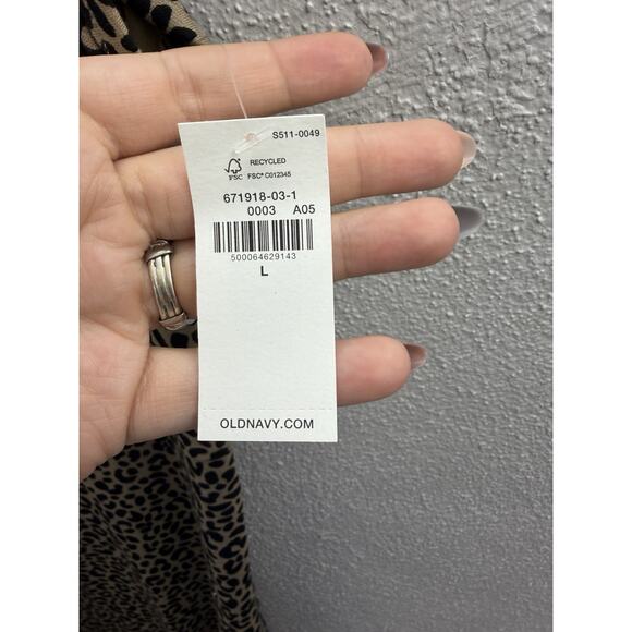 Old Navy Womens Dress Size Large Brown Animal Print Cap Ruffle Sleeve NWT - Picture 5 of 10